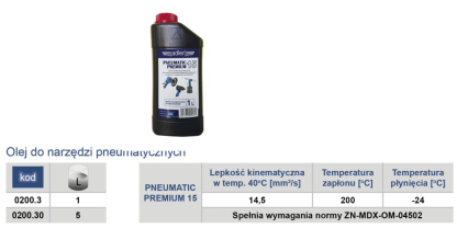 Olej do narzędzi pneumatycznych Pneumatic 1l Premium 15